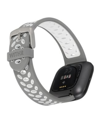 Grey and White Silicone Sport Band designed for Fitbit Versa, Versa 2 and Versa Lite