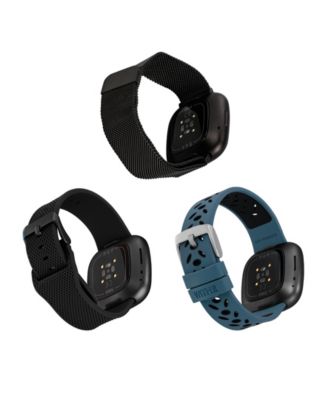 Stainless Steel Mesh Band and Silicone Band 3-Pack designed for the Fitbit Versa 3 & 4 and Sense & Sense 2