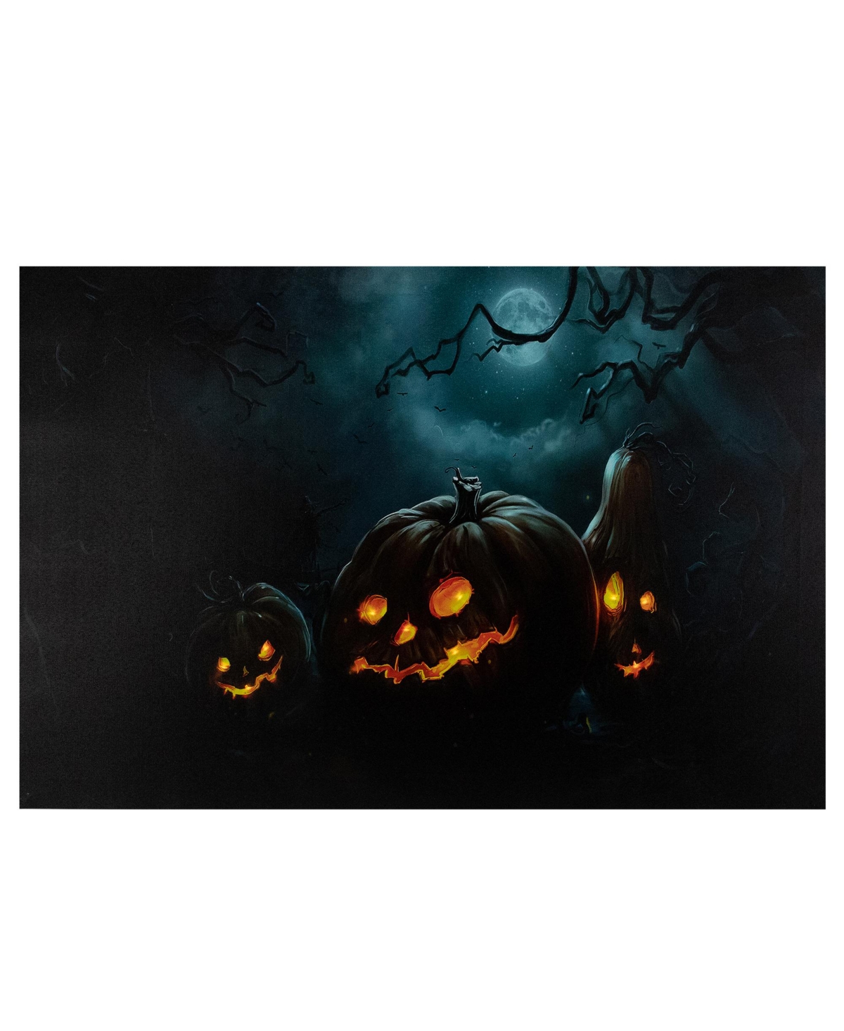 Northlight Led Lighted Spooky Halloween Jack-o-lanterns Canvas Wall Art, 23.5" X 15.75" In Orange