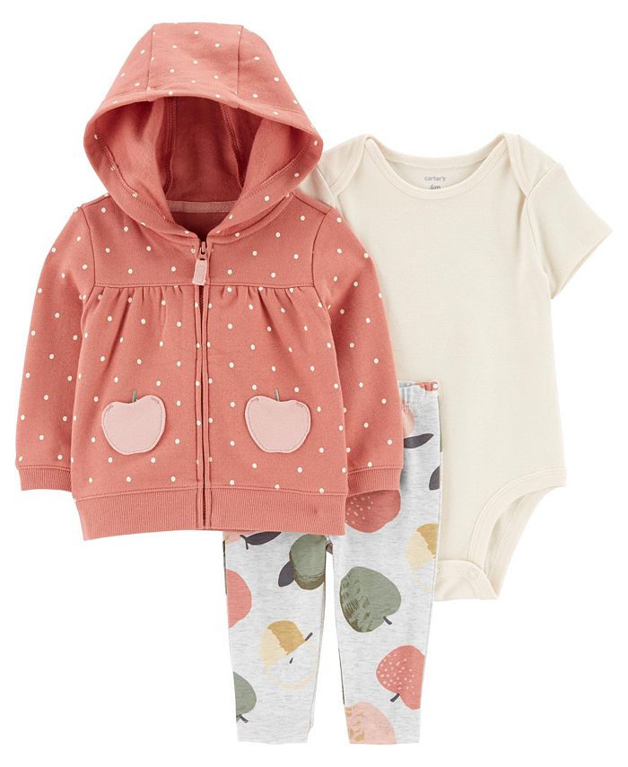 Carter's Baby Girls Hooded Cardigan, Bodysuit and Pants, 3-Piece Set &  Reviews - Sets & Outfits - Kids - Macy's