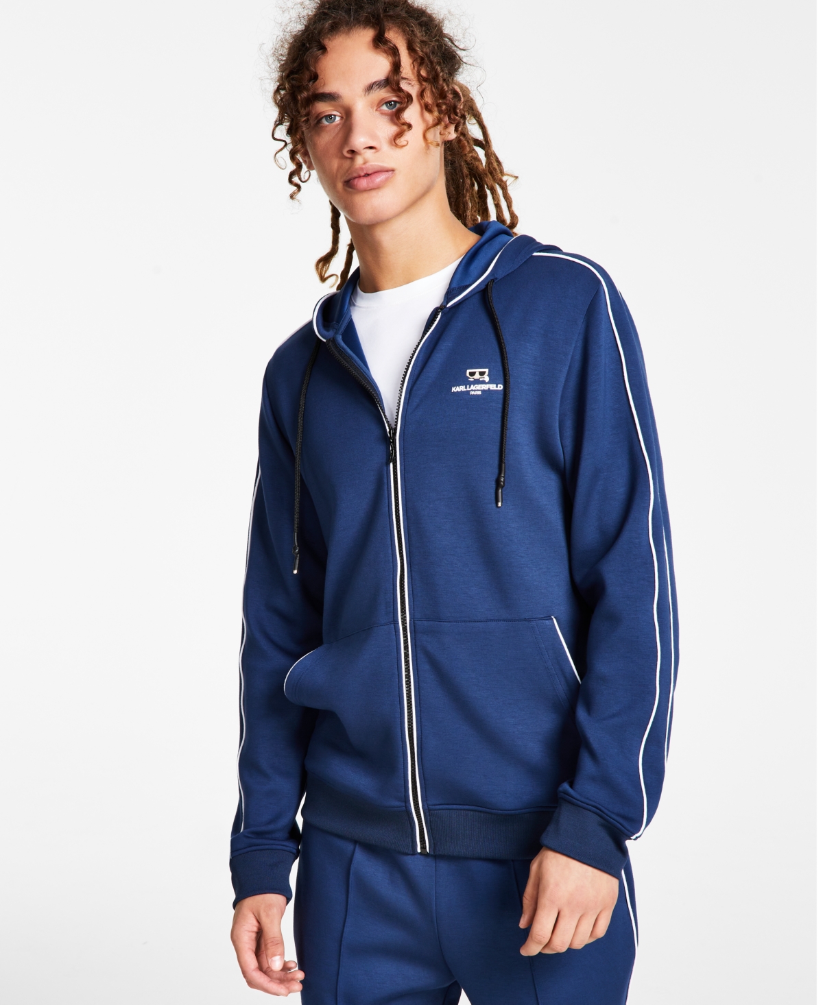 Karl Lagerfeld Paris Men s Hooded Logo Track Jacket Smart Closet