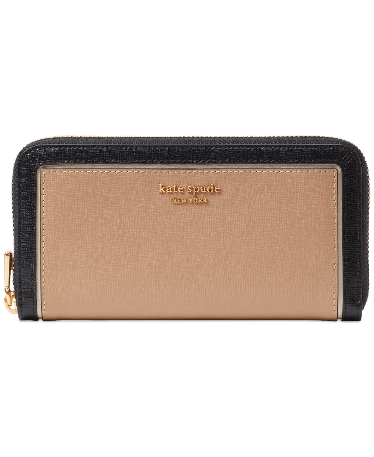 KATE SPADE MORGAN COLORBLOCKED SAFFIANO LEATHER ZIP-AROUND CONTINENTAL WALLET