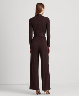 lauren ralph lauren belted jersey jumpsuit