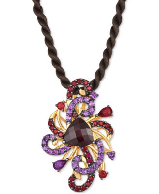 Le Vian - Pomegranate Garnet (4 ct. t.w.) & Grape Amethyst (5/8 ct. t.w.) Silk Cord 18" Pendant Necklace in 14k Gold