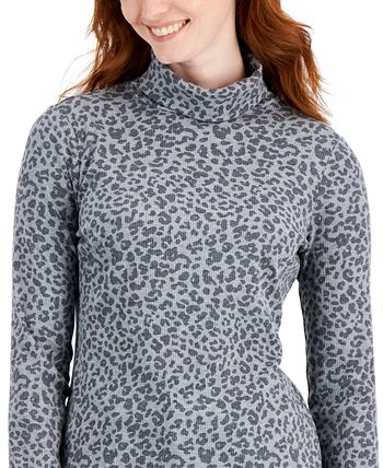 Style & Co Women's Leopard Turtleneck Sweater, Created for Macy's - Macy's
