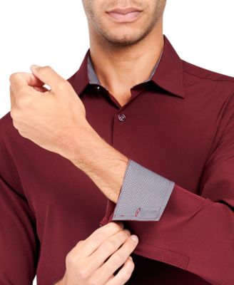 Men's Slim Fit Solid Performance Stretch Cooling Comfort Dress Shirt