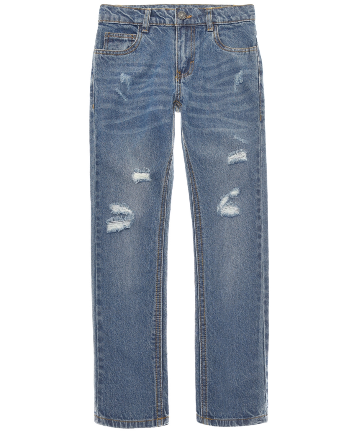 Ring Of Fire Kids' Big Boys Rip And Repair Straight Relaxed Fit Denim Pants In Dusk