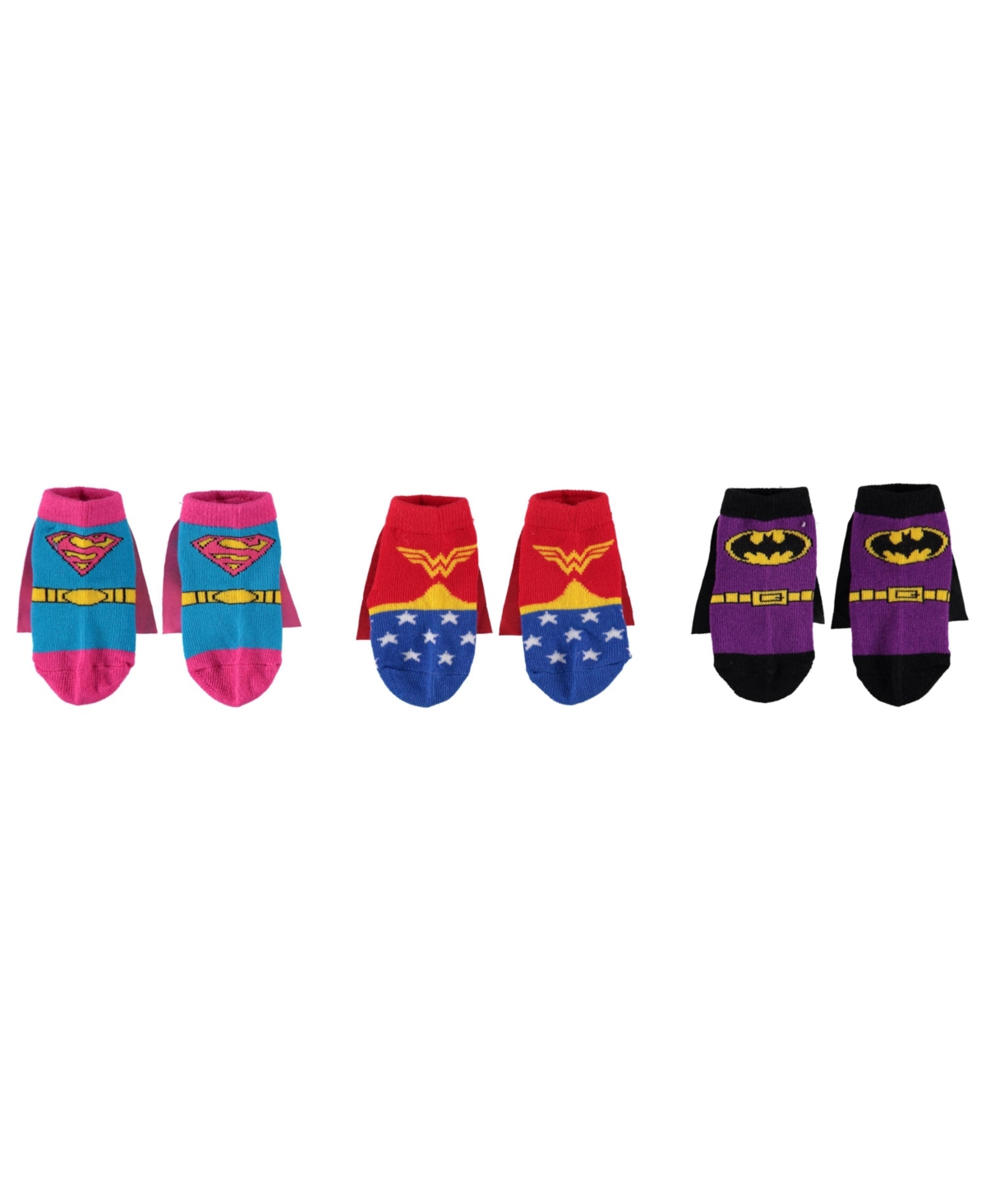 Happy Threads Baby Girls Superhero Socks, Pack Of 3 In Assorted Colors