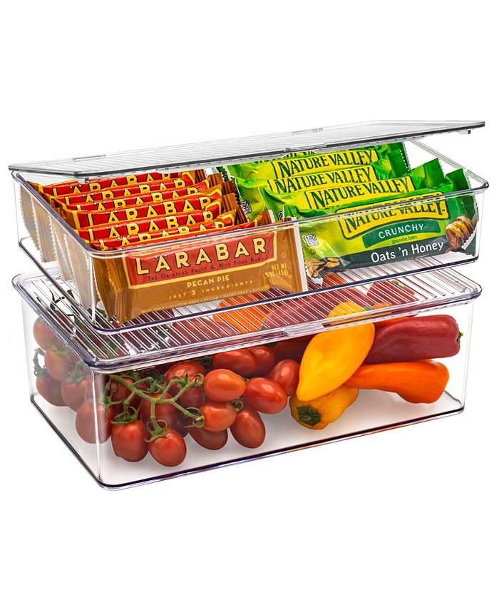 Sorbus 2-Piece Plastic Storage Organizers with Lids for Fridge and Pantry Set - Clear