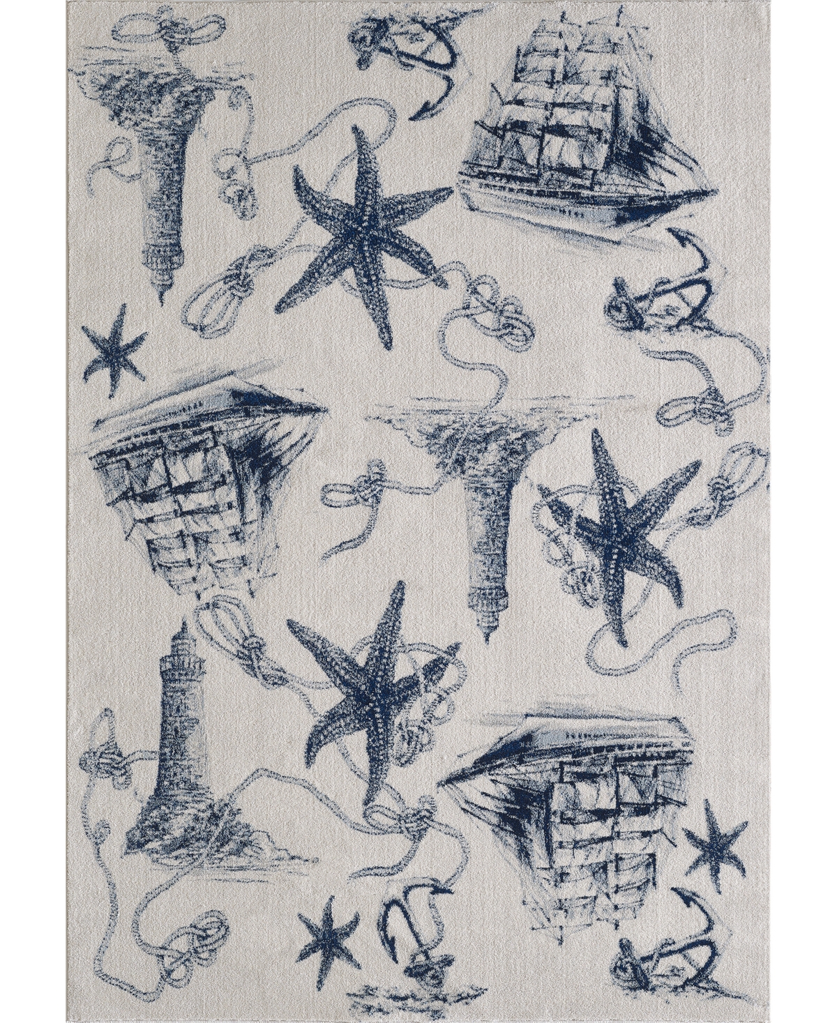 Kas Stella 6269 9'10in x 13'2in Area Rug - Ivory, Navy