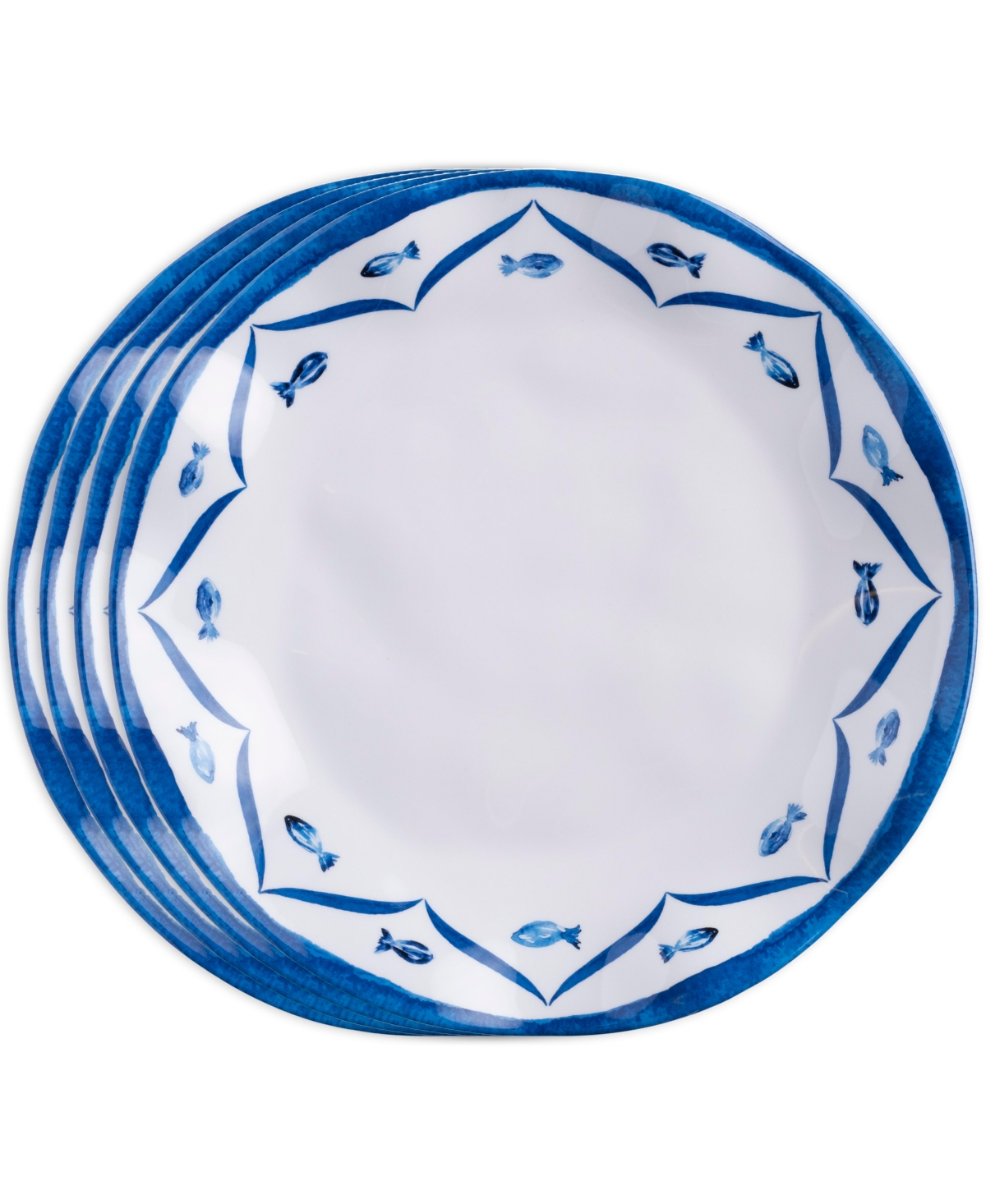 Melamine Sardinia 10.5" Dinner Plate Set/4 - White Blue