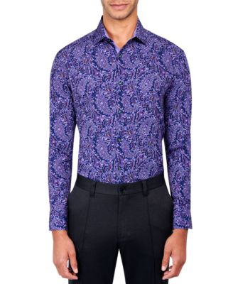 Society of Threads - Men's Slim-Fit Paisley Performance Dress Shirt