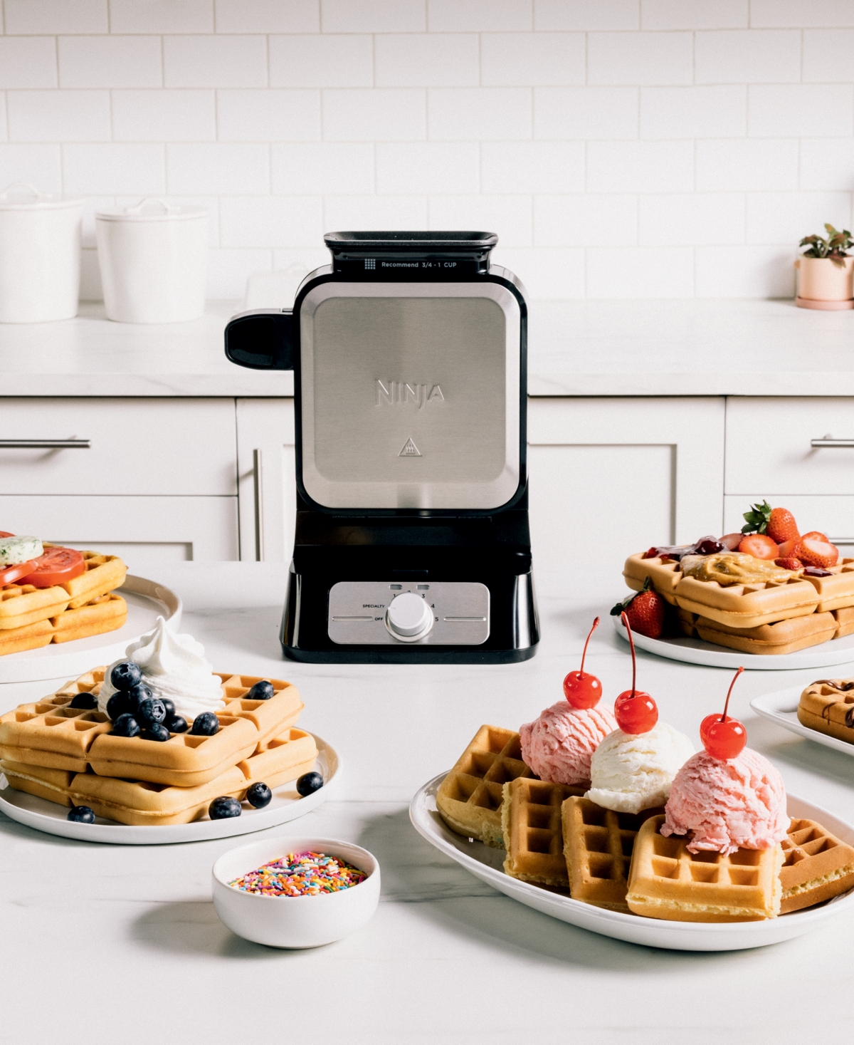 Shop Ninja Bw1001 Belgian Waffle Maker Pro Neverstick In Black,stainless Steel