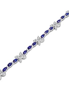Created Blue Sapphire and Created White Sapphire Bracelet in Sterling Silver