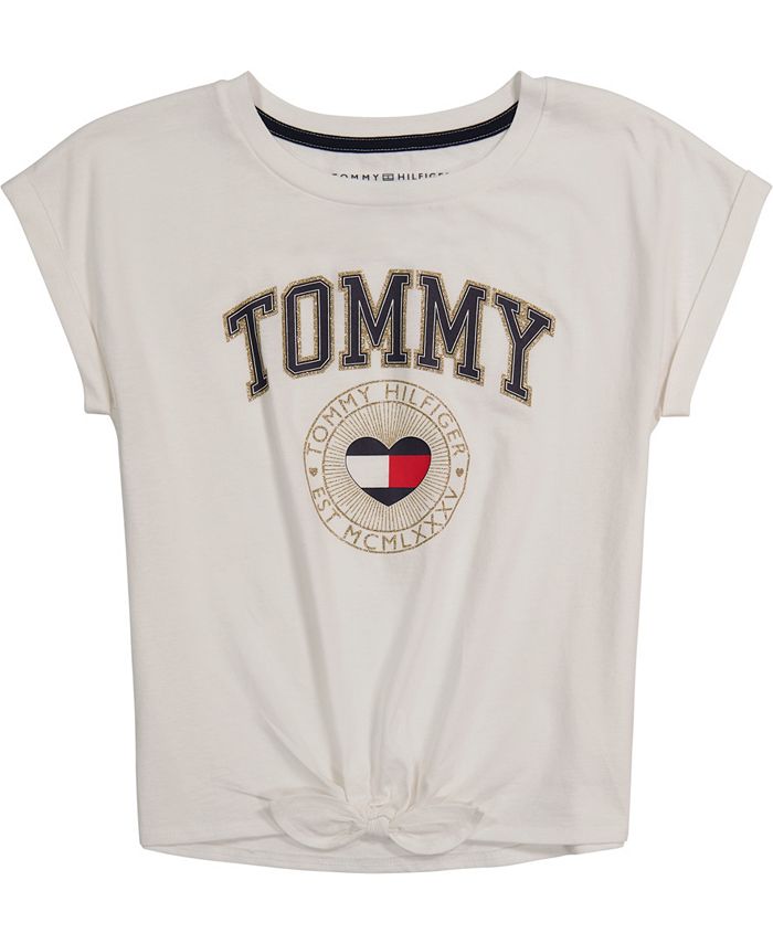 Tommy Hilfiger Little Logo Tie-Front T-shirt - Macy's