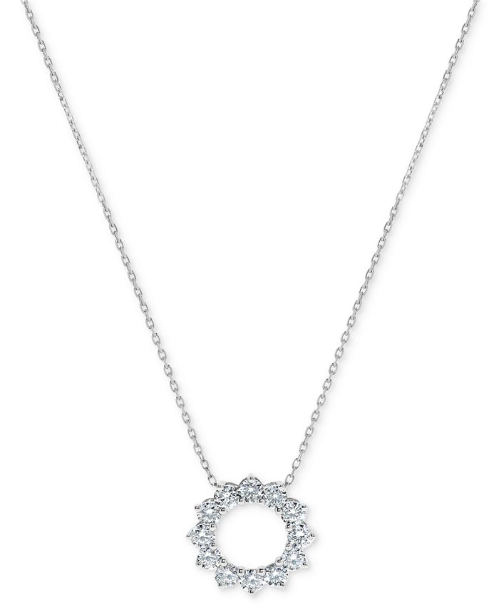 Macy's Diamond Circle 18" Pendant Necklace (2 ct. t.w.) in 14k White
