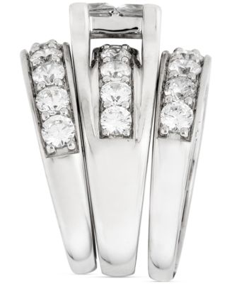Diamond Princess & Round 3-Pc Bridal Set (4 ct. t.w.) in 14k White Gold