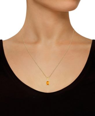 Citrine (1 ct. t.w.) and Diamond Accent Pendant Necklace in 14K Yellow Gold or 14K White Gold