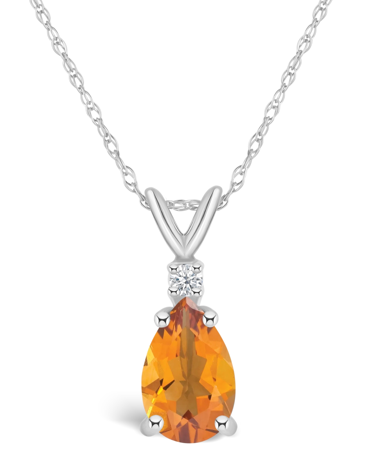 Shop Macy's Citrine (1 Ct. T.w.) And Diamond Accent Pendant Necklace In 14k Yellow Gold Or 14k White Gold