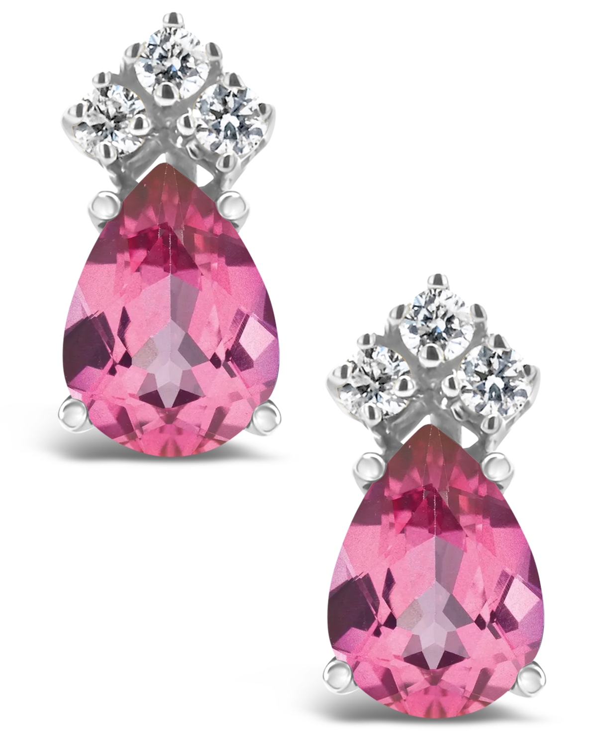 Pink Topaz (1-3/4 ct. t.w.) and Diamond (1/8 ct. t.w.) Stud Earrings in 14K Yellow Gold or 14K- White Gold