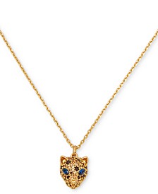 Gold-Tone Multicolor Crystal Leopard Mini Pendant Necklace, 16" + 3" extender