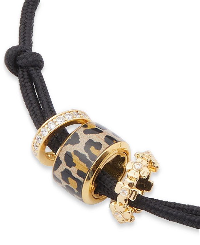 kate spade new york Gold-Tone Pavé & Leopard-Print Ring Cord Slider Bracelet  & Reviews - Bracelets - Jewelry & Watches - Macy's