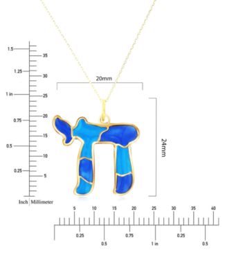 Enamel Chai 18" Pendant Necklace in 14k Gold