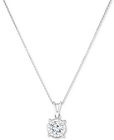 Diamond Solitaire 18" Pendant Necklace (5/8 ct. t.w.) in 14k White Gold