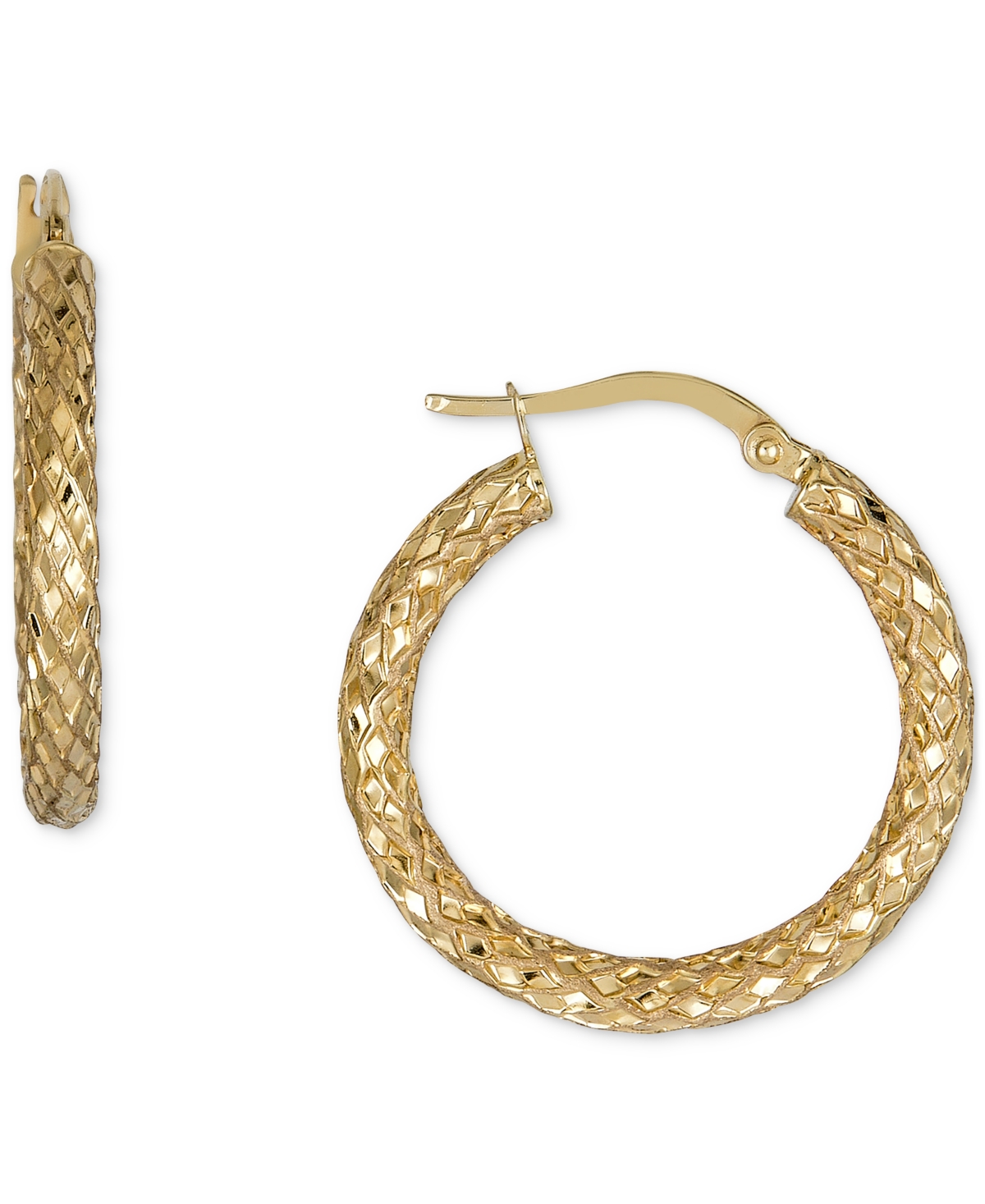 Snake Texture Hoop Earrings in 10k Gold 25mm - Yellow Gold
