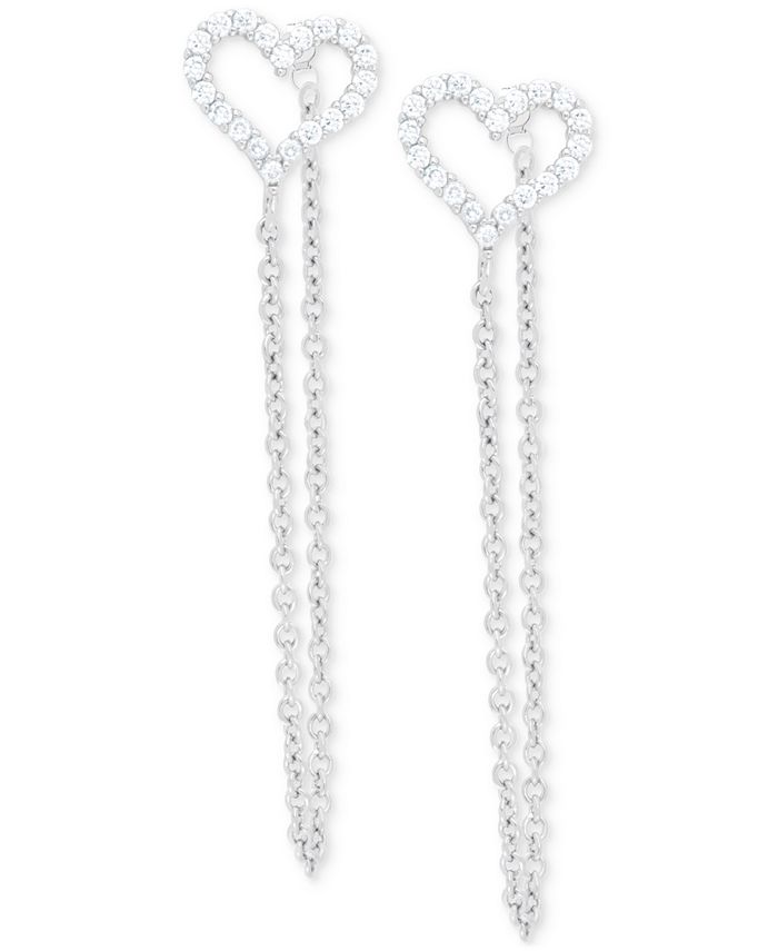Macy's LabCreated White Sapphire Heart Chain Drop Earrings (1/3 ct. t