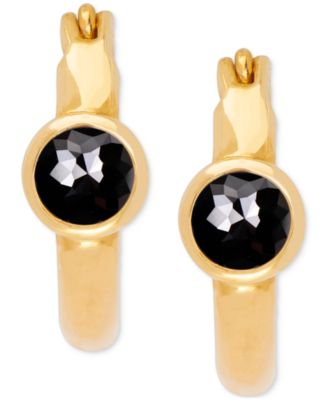 Macy's - Lab-grown Sapphire Bezel Hoop Earrings (5/8 ct. t.w.) in 14k Gold-Plated Sterling Silver