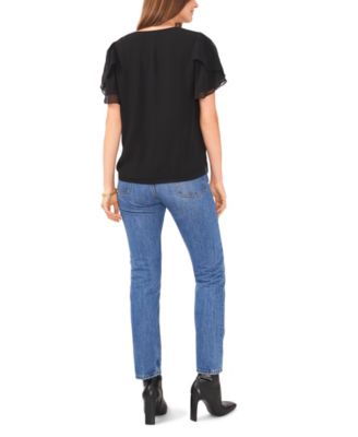 Women's V-Neck Tulip Sleeve Blouse