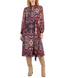 Women's Tapestry-Print Chiffon Midi Dress 