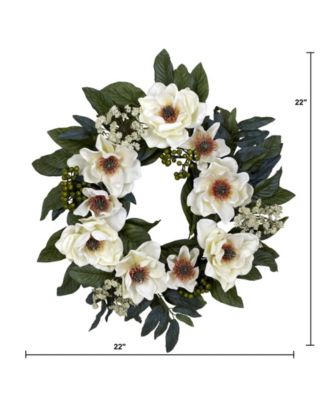 22" Artificial Magnolia Wreath
