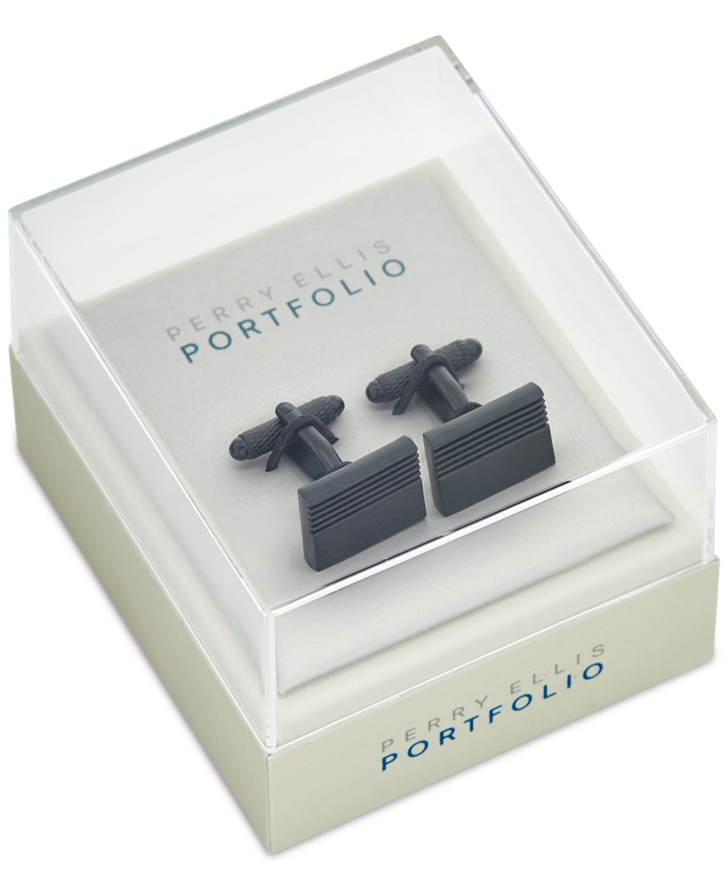 Мужские запонки Perry Ellis Portfolio Gunmetal Cufflinks, цвет: Чёрный — фото 2