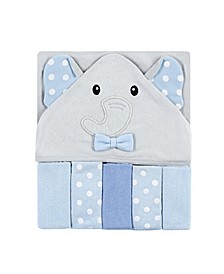 Baby Boys Hooded Towel and Washcloths, 6-Piece Set