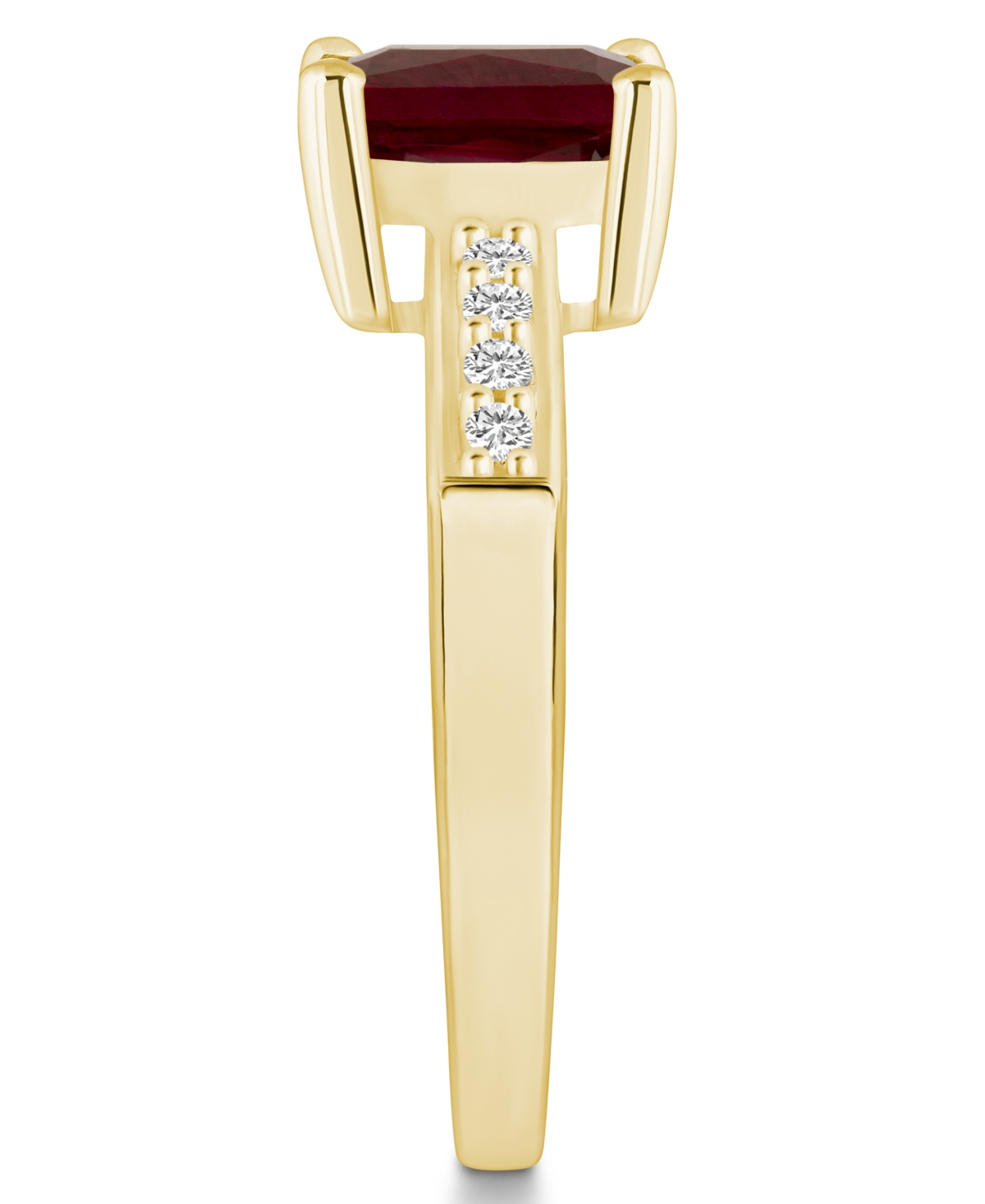 Garnet (2 ct .t.w.) and Diamond (1/8 ct .t.w.) Ring in 14K Yellow- Gold