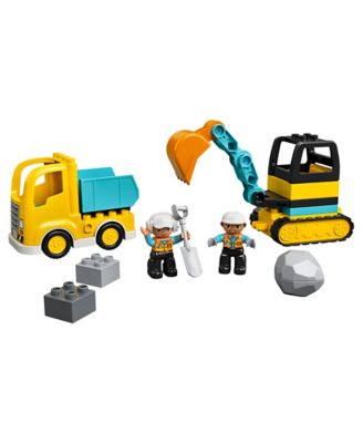 Duplo 10931 Truck & Tracked Excavator Toy Building Set with Construction Worker Minifigures