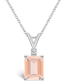 Morganite and Diamond Accent Pendant Necklace (2-7/8 ct.t.w) 14K White Gold Plated or 14K Yellow Gold Plated
