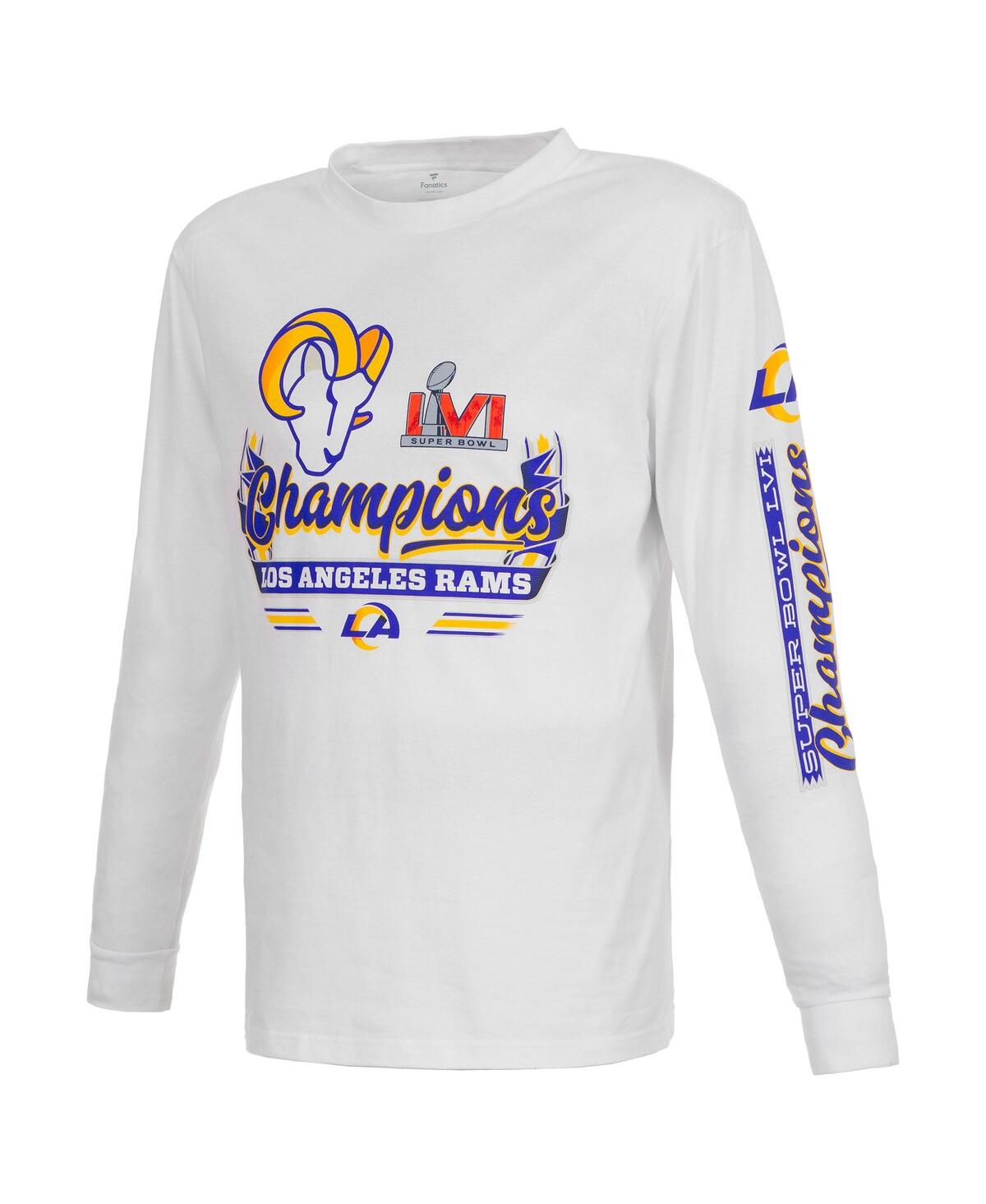Fanatics Branded White Los Angeles Rams Super Bowl Lvi Champions Screen Printed Long Sleeve T-shirt In White
