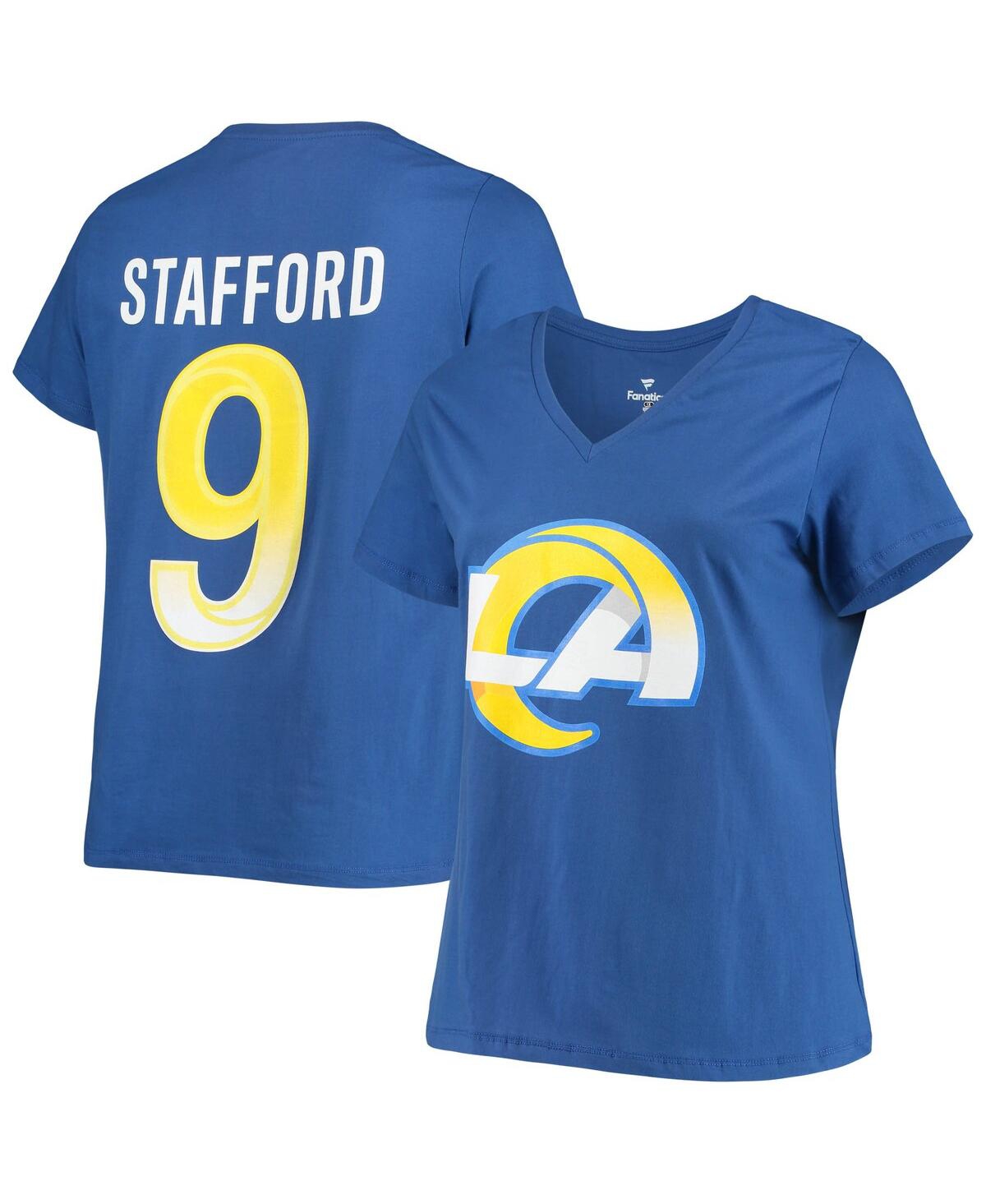 Fanatics Branded Matthew Stafford Royal Los Angeles Rams Plus Size Player Name & Number V-neck T-shi In Royal
