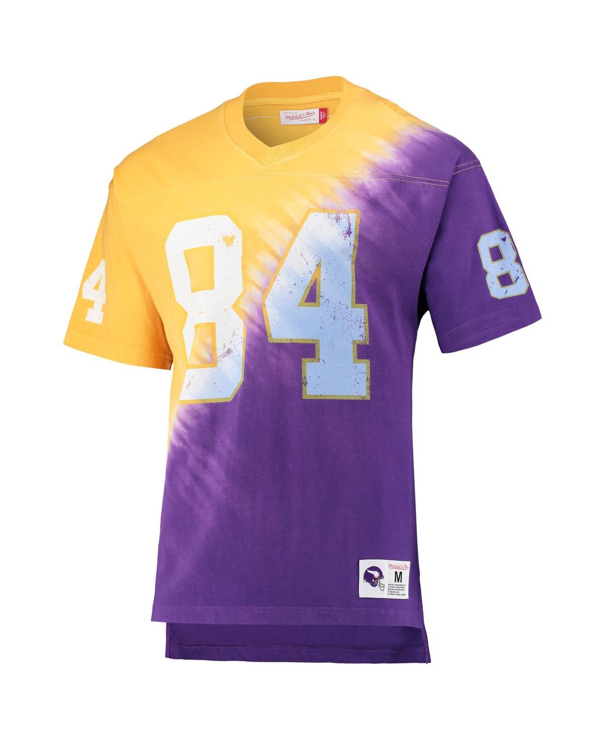 Mitchell & Ness Randy Moss Gold/purple Minnesota Vikings Retired Player Name & Number Diagonal Tie-d In Gold,purple