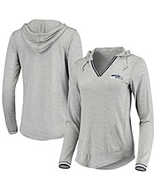 Women's Heathered Gray Seattle Seahawks Warm-Up Tri-Blend Hoodie Long Sleeve V-Neck T-shirt