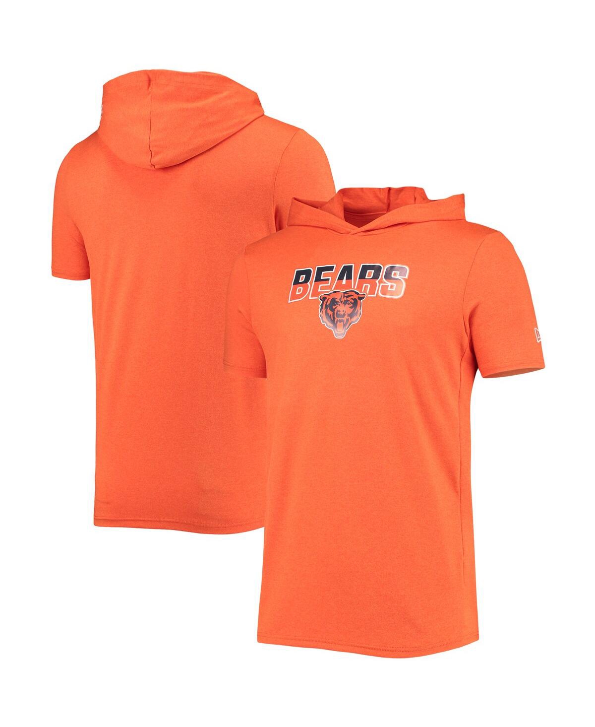 Shop New Era Men's  Heathered Orange Chicago Bears Team Brushed Hoodie T-shirt