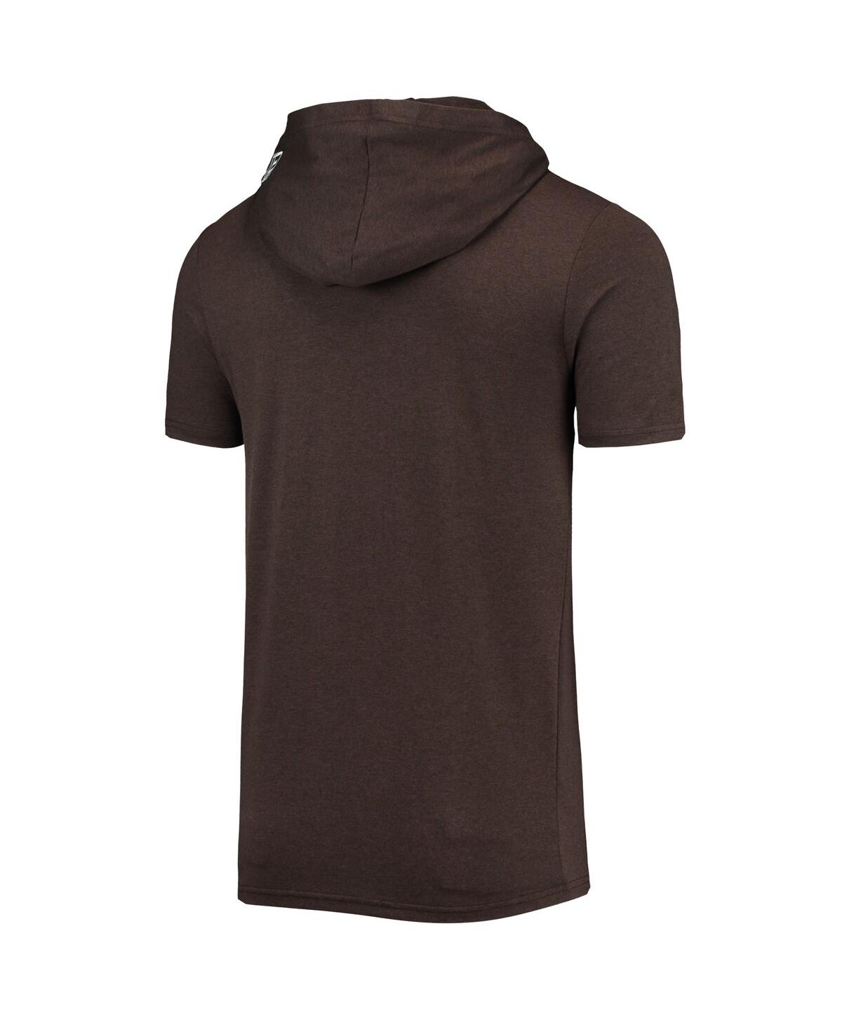 NEW ERA MEN'S NEW ERA HEATHERED BROWN CLEVELAND BROWNS TEAM BRUSHED HOODIE T-SHIRT 