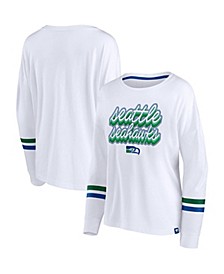 Women's Branded White Seattle Seahawks Retro Power Long Sleeve T-shirt