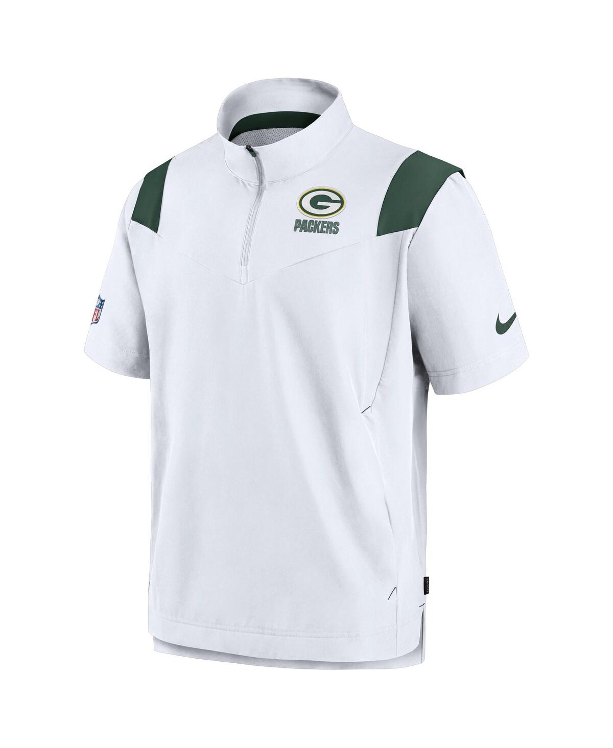 Shop Nike Men's  White Green Bay Packers Coaches Chevron Lockup Pullover Top