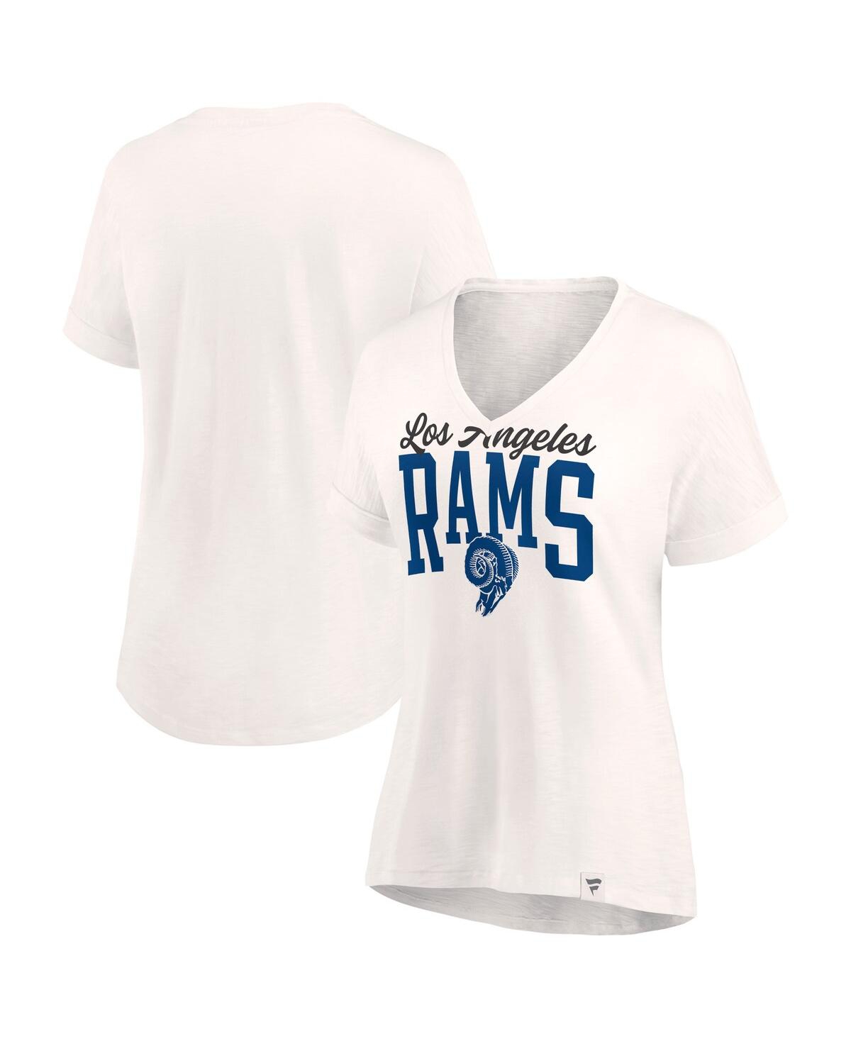Fanatics Women's  Oatmeal Los Angeles Rams Motivating Force V-neck T-shirt In Oatmeal