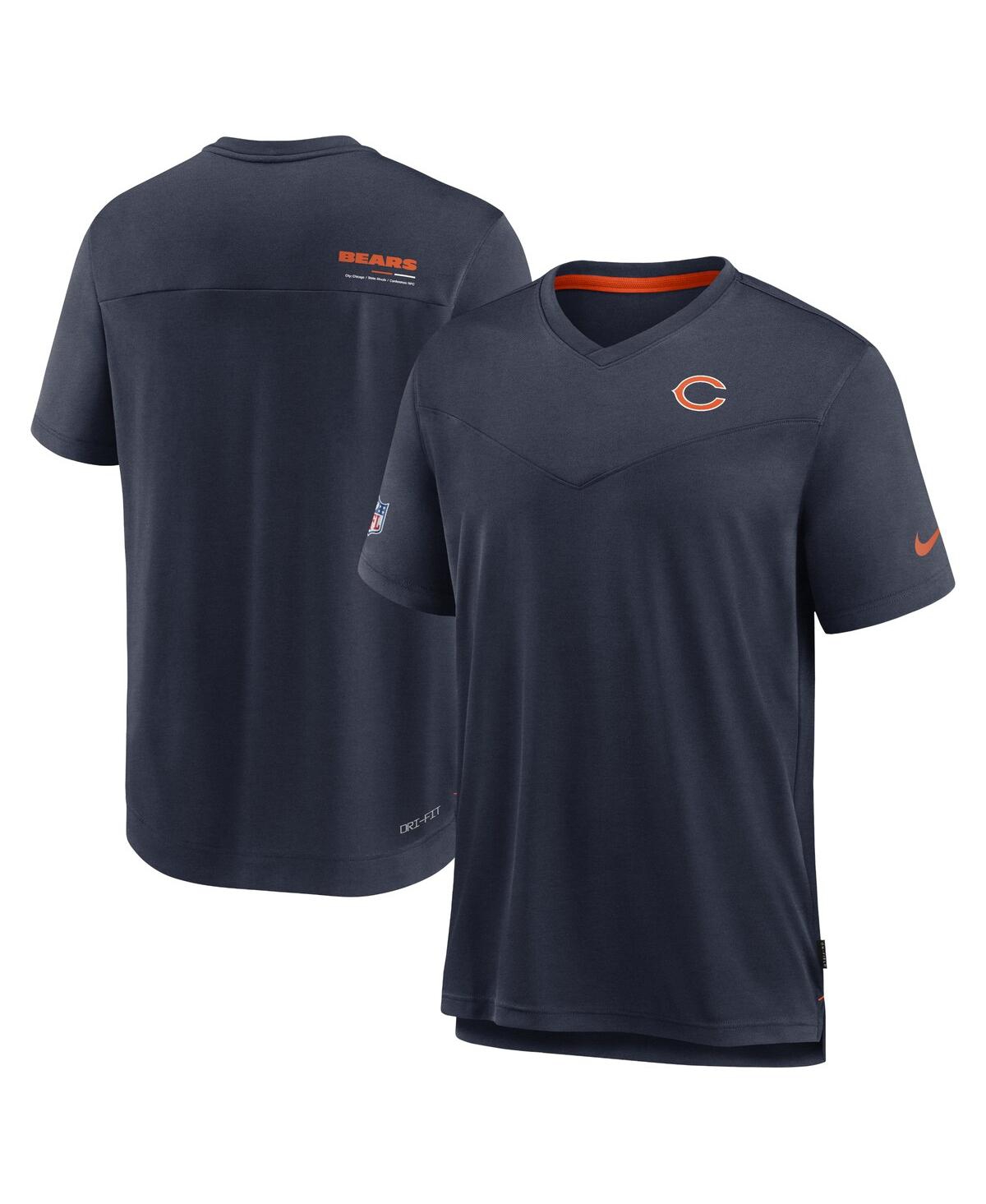 Men's Nike Navy Houston Texans Sideline Coach Chevron Lock Up Long Sleeve  V-Neck Performance T-Shirt