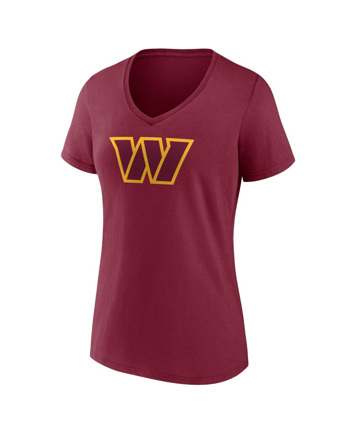 Shop Fanatics Women's  Terry Mclaurin Burgundy Washington Commanders Player Icon Name And Number V-neck T-